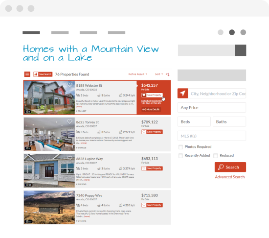 A landing page hotsheet of selected listings for a neighborhood