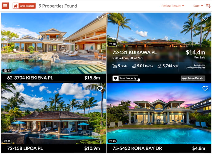 Screenshot of the featured gallery layout for showcasing properties