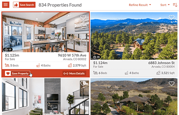 Save property lead capture feature on the Gallery Listing display widget